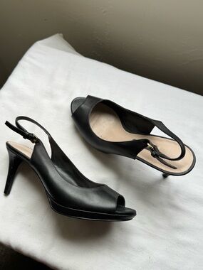 Nine West Gabrielle Slingback Platform Peep Toe Pumps. size 7